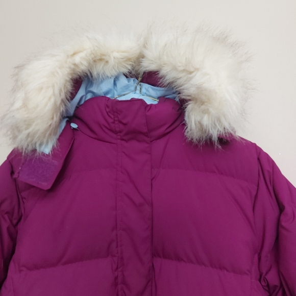 L.L.Bean goose down parka with removable fur trim and removeable hood Pink MedP - Picture 4 of 8